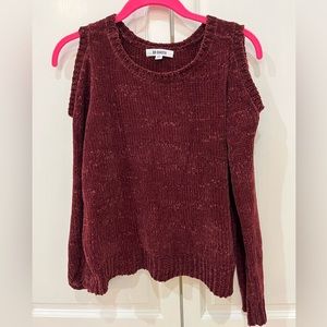 XS maroon cold shoulder sweater